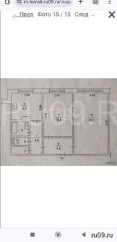 2-к квартира, вторичка, 54м2, 4/9 этаж