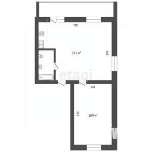 2-к квартира, вторичка, 57м2, 1/2 этаж