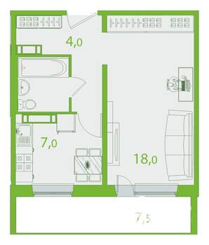 1-к квартира, сданный дом, 39м2, 11/17 этаж