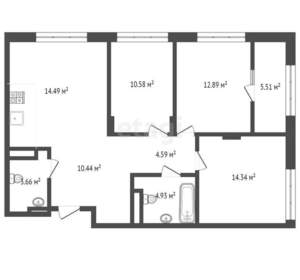 4-к квартира, вторичка, 86м2, 8/26 этаж