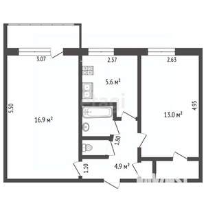 2-к квартира, вторичка, 42м2, 3/5 этаж