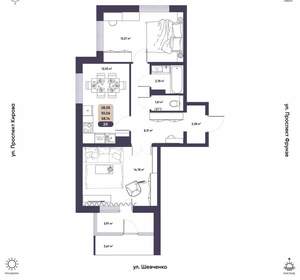 2-к квартира, вторичка, 58м2, 3/16 этаж