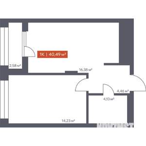 1-к квартира, строящийся дом, 40м2, 7/30 этаж