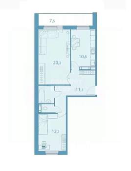2-к квартира, вторичка, 59м2, 1/17 этаж