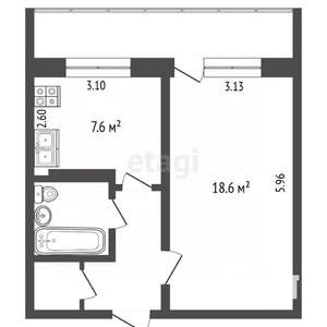 1-к квартира, вторичка, 37м2, 8/9 этаж