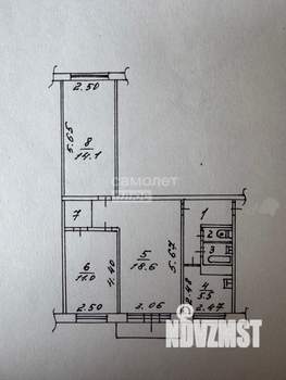 3-к квартира, вторичка, 59м2, 4/5 этаж