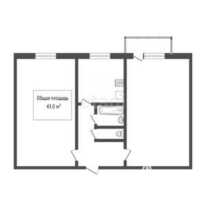 2-к квартира, вторичка, 43м2, 4/5 этаж