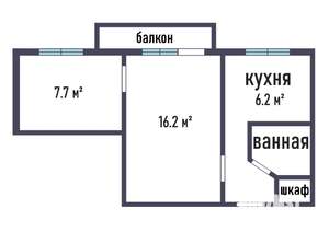 2-к квартира, вторичка, 36м2, 5/5 этаж
