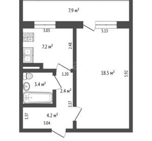 1-к квартира, вторичка, 40м2, 2/10 этаж