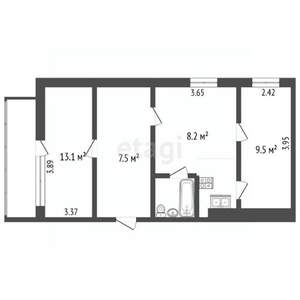 2-к квартира, вторичка, 44м2, 4/9 этаж