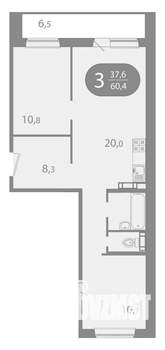 3-к квартира, вторичка, 60м2, 5/10 этаж