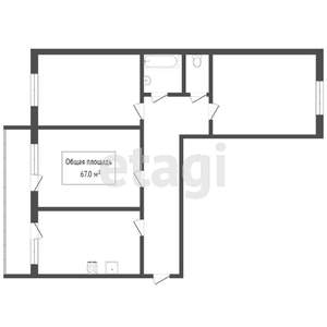 3-к квартира, вторичка, 67м2, 1/10 этаж