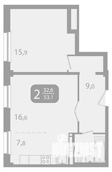 2-к квартира, вторичка, 53м2, 13/17 этаж