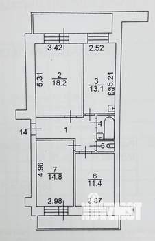 3-к квартира, вторичка, 71м2, 4/6 этаж