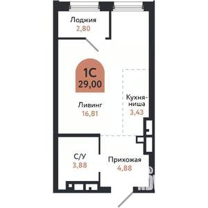 Студия квартира, вторичка, 29м2, 23/26 этаж
