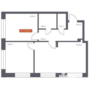 2-к квартира, вторичка, 65м2, 2/10 этаж