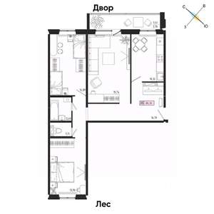 3-к квартира, вторичка, 84м2, 1/17 этаж