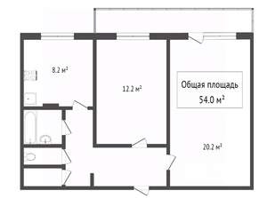 2-к квартира, вторичка, 53м2, 2/9 этаж