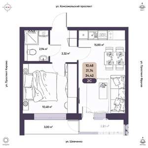 2-к квартира, вторичка, 32м2, 8/9 этаж