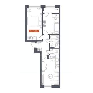 2-к квартира, вторичка, 65м2, 7/7 этаж