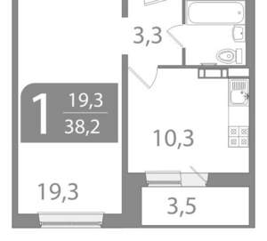 1-к квартира, вторичка, 38м2, 9/10 этаж