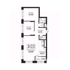 3-к квартира, вторичка, 81м2, 9/23 этаж
