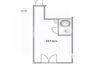 Студия квартира, вторичка, 14м2, 1/2 этаж