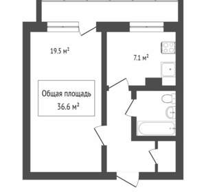 1-к квартира, вторичка, 36м2, 4/10 этаж