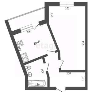 1-к квартира, вторичка, 32м2, 3/12 этаж