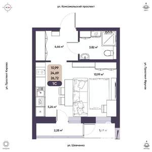 Студия квартира, вторичка, 25м2, 8/9 этаж