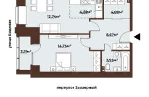 2-к квартира, сданный дом, 50м2, 3/8 этаж