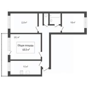 3-к квартира, вторичка, 68м2, 7/10 этаж