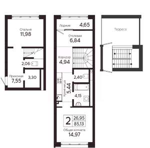 2-к квартира, вторичка, 77м2, 5/23 этаж