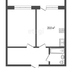 1-к квартира, вторичка, 42м2, 2/5 этаж
