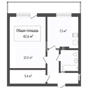 1-к квартира, вторичка, 42м2, 3/9 этаж