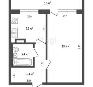 1-к квартира, вторичка, 36м2, 4/10 этаж