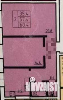 2-к квартира, сданный дом, 60м2, 3/7 этаж