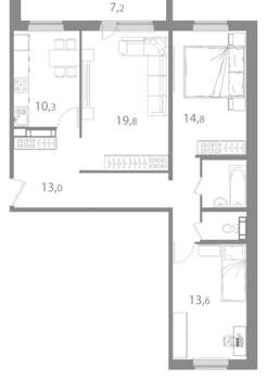 3-к квартира, вторичка, 84м2, 7/17 этаж