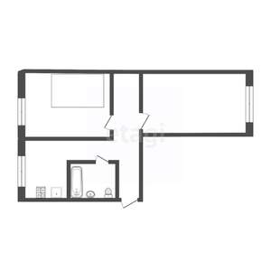 2-к квартира, вторичка, 47м2, 1/5 этаж
