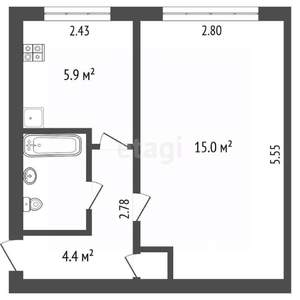 1-к квартира, вторичка, 29м2, 3/5 этаж