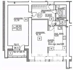 2-к квартира, строящийся дом, 70м2, 7/10 этаж