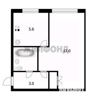 1-к квартира, вторичка, 29м2, 3/5 этаж