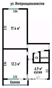 2-к квартира, вторичка, 44м2, 2/5 этаж