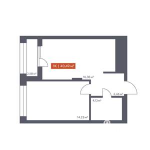 1-к квартира, строящийся дом, 40м2, 6/30 этаж