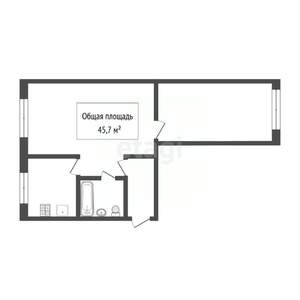 2-к квартира, вторичка, 46м2, 1/5 этаж