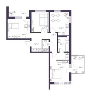 3-к квартира, строящийся дом, 79м2, 5/9 этаж