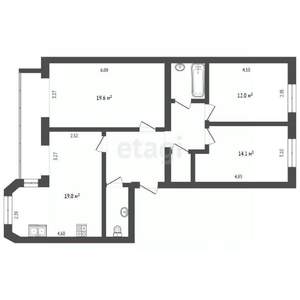 3-к квартира, вторичка, 92м2, 4/6 этаж