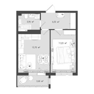 2-к квартира, строящийся дом, 40м2, 1/16 этаж