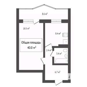 1-к квартира, вторичка, 39м2, 1/10 этаж