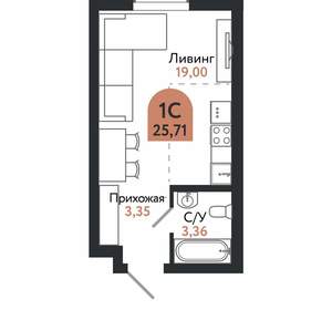 1-к квартира, вторичка, 26м2, 1/26 этаж